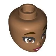 Minidoll Head, Dark brown Eyebrows, Brown Eyes, Dark Red Lips, Freckles print