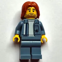 Scrapyard Worker, Sand Blue Overall, Dark Orange Hair