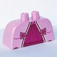 Lower Body, Skirt Wide with Side Hoops (Panniers) with Dark Pink Underdress, White Trim print