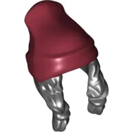 Hair and Hat, Two Braids and Beanie, Dark Red Pattern