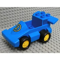 Duplo Car Formula One with Blue Bottom and Yellow Number 2 Print