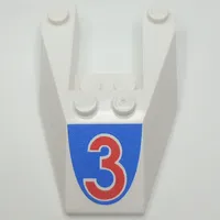 Wedge Sloped 6 x 4 Cutout, No Stud Notches with Red '3' Print