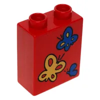 Duplo Brick 1 x 2 x 2 with Butterflies Print