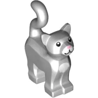 Animal, Cat, Standing New Style with White Chest and Muzzle and Bright Pink Nose Print