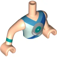 Minidoll Torso Man with Dark Turquoise/Grey Circles, Medium Blue/Bright Light Blue/Blue Shapes, Dark Turquoise Arm Band