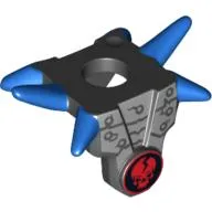 Minifig Neckwear Armour Breastplate with Shoulder Spikes Blue and Ninjago Cracked Red Skull Print
