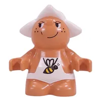 Duplo Figure Little Forest Friend, Male White Overalls with Bee Print (Dozey Meadowsweet)