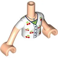 Minidoll Torso Girl with Light Nougat Arms and Hands with White Shirt, Cherries, Lime Shirt, Dark Blue Necklace print