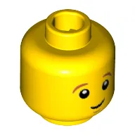 Minifig Head Piggy Guy, Dark Orange Eyebrows, White Pupils, Crooked Smile and Chin Dimple Print