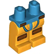 Hips and Bright Light Orange Legs with Dark Azure Straps, Dark Orange Knee Pads Print