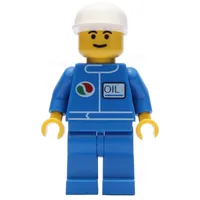 Man, Blue Jumpsuit with Octan Logo, White Cap