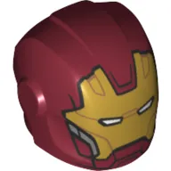 Helmet with Armor Plates and Ear Protectors with Gold Mask with White Eye Slits Print (Iron Man)