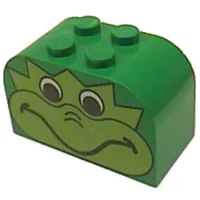 Brick Curved 2 x 4 x 2 Double with Frog Face Print