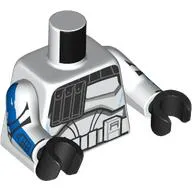 Torso, Clone Trooper Armor, Captain with Blue Markings, Arm print, White Arms, Black Hands