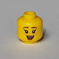 Minifig Head, Reddish Brown Eyebrows, Freckles, Smile, Open Mouth / Closed Mouth Print