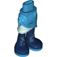 Minidoll Hips and Wrap Skirt with Medium Blue with Light Aqua Layer, Dark Blue Boots with Silver Striping Print