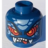 Minifig Head Serpentine, Red Eyes, White Fangs, Sand Blue Scales print