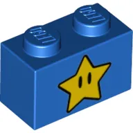 Brick 1 x 2 with Star with Eyes Print