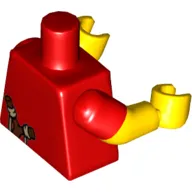 Torso, Dual Molded Arms, Slingshot on Back Print, Red Sleeves Pattern, Yellow Arms and Hands