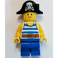 Blue Medium Legs, White Torso, Black Pirate Hat