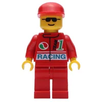 Racer, Red Jacket with Octan Logo and 'RACING', Red Legs, Red Cap, Sunglasses