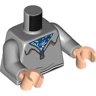 Torso, Sweater, Black/White Trim, Blue/White Scarf print, Light Bluish Gray Arms, Light Nougat Hands