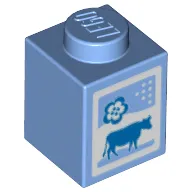 Brick 1 x 1 with Milk Carton, Cow, Print