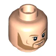 Minifig Head Thor, Dual Sided, Light Brown Eyebrows and Beard, Smile / Angry Print [Hollow Stud]