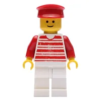 Man - Red/White Striped Shirt, Red Arms, White Legs, Red Hat