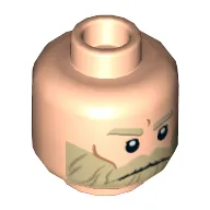 Minifig Head Rebel Trooper, Tan Eyebrows and Beard, Cheek Lines and Frown Print [Hollow Stud]