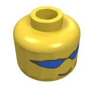 Minifig Head F1 Truck Driver, Blue Sunglasses Print [Blocked Open Stud]