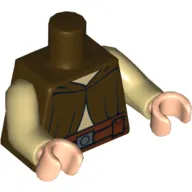 Torso Robe with Tan Undershirt, Reddish Brown Belt Print (Ki-Adi-Mundi), Tan Arms, Light Nougat Hands