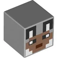 Minifig Head Special, Cube with Pixelated Wolf Hero Face Print