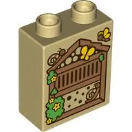 Duplo Brick 1 x 2 x 2 with Bottom Tube, Beehive Print
