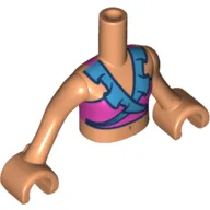 Minidoll Torso Girl with Dark Pink Bikini / Bathing Suit with Medium Blue Collar Print