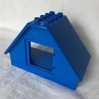 Duplo Building 4 x 8 x 5 with Window Opening with Leaves and Black Stripes Print