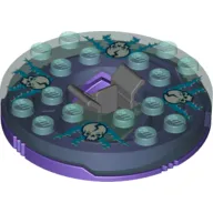 Turntable 6 x 6 Round Dark Purple Base with Trans-Light Blue Top and Glow in the Dark Opaque Skulls on Light Blue Print (Ninjago Spinner)