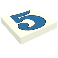 Tile 2 x 2 with Number 5 Blue print