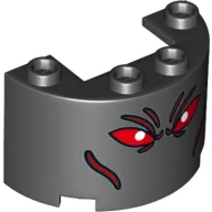 Cylinder Half 2 x 4 x 2 with 1 x 2 Cutout with Red Eyes (Ares Face)