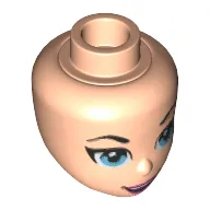 Minidoll Head with Bright Light Blue Eyes and Pink Lips, Open Smile Print (Supergirl)