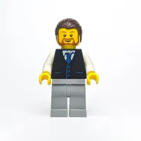 Man, Black Vest with Tie, Dark Brown Hair, Beard