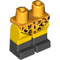 Hips with Yellow Legs and Black Boots Pattern with Bright Light Orange Leotard with Leopard Spots Print