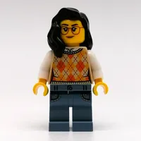 Woman, Argyle Sweater, Sand Blue Legs