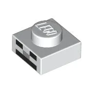 Plate 1 x 1 with Pixelated Skeleton Face, Black Eyes, Moth, Light Bluish Grey Nose print