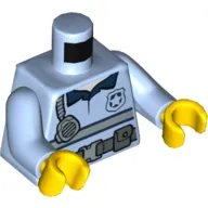 Torso Shirt with Belt with Pouches, Handset and Police Badge / 'POLICE' Belt with Pouches and Radio on Back Print, Bright Light Blue Arms, Yellow Hands