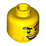 Minifig Head Gangster, Thick Eyebrows, Thin Moustache, Cheek Dimples, and Sinister Open Smile Print