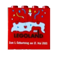 Brick 2 x 4 x 3 with 'LEGOLAND' 'Zum 1. Geburtstag am 17. Mai 2003' Print