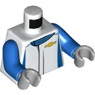 Torso Racing Jacket, Blue Sides, Chevrolet Logo Print, Blue Arms, Light Bluish Gray Hands