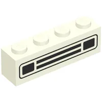 Brick 1 x 4 with Bottom Tubes, Lowered Center Cross Support with Black Car Grill Print