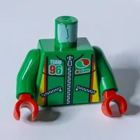 Torso Octan Logo Zippered Jacket with 'Team 96' Print, Green Arms, Red Hands